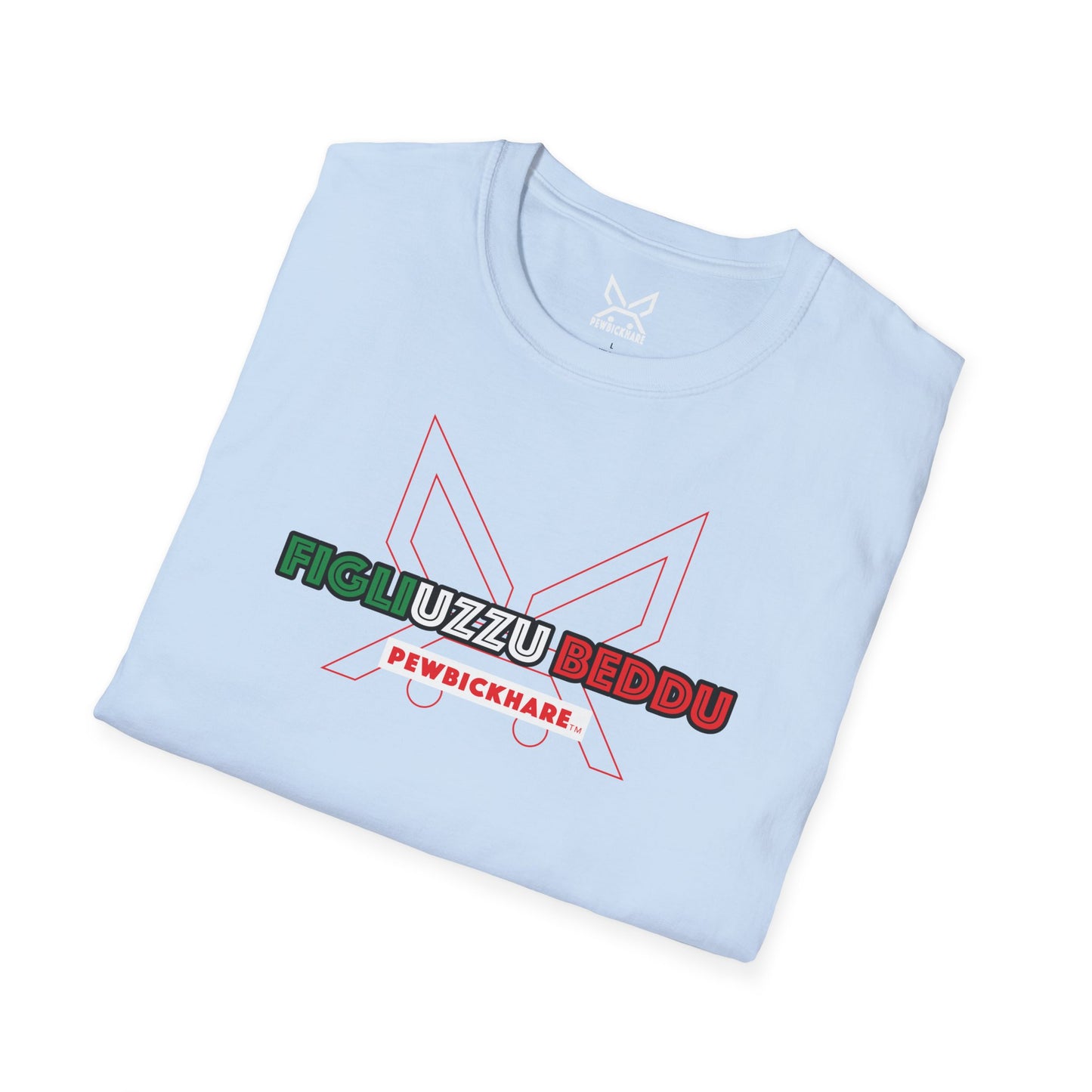 Men’s / Unisex Graphic T-Shirt – FIGLIUZZU BEDDU – PEWBICKHARE Italian-Inspired Streetwear