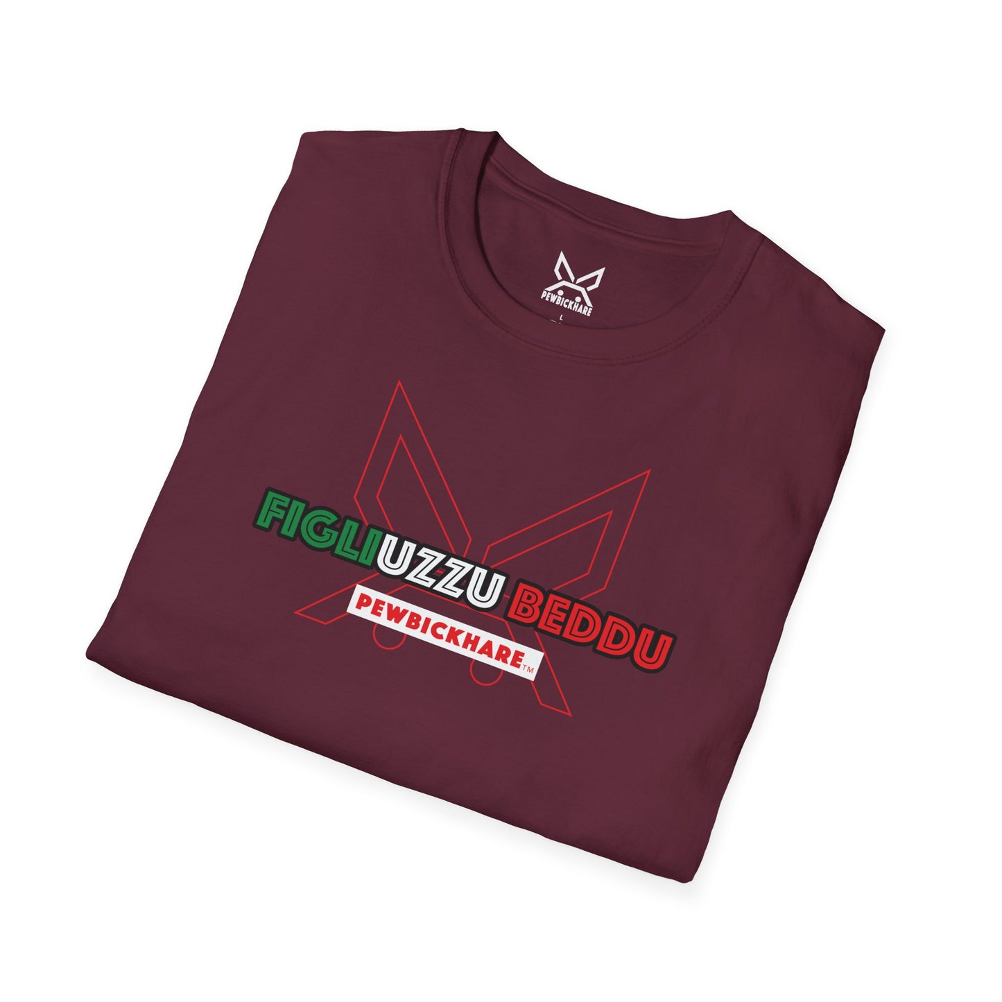 Men’s / Unisex Graphic T-Shirt – FIGLIUZZU BEDDU – PEWBICKHARE Italian-Inspired Streetwear