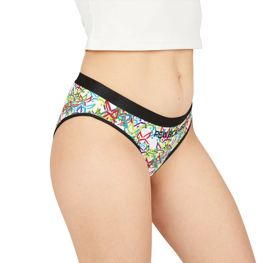 PEWBICKHARE UNDERWEAR: White Women's Bikini Underwear with Wish Mash Graphic