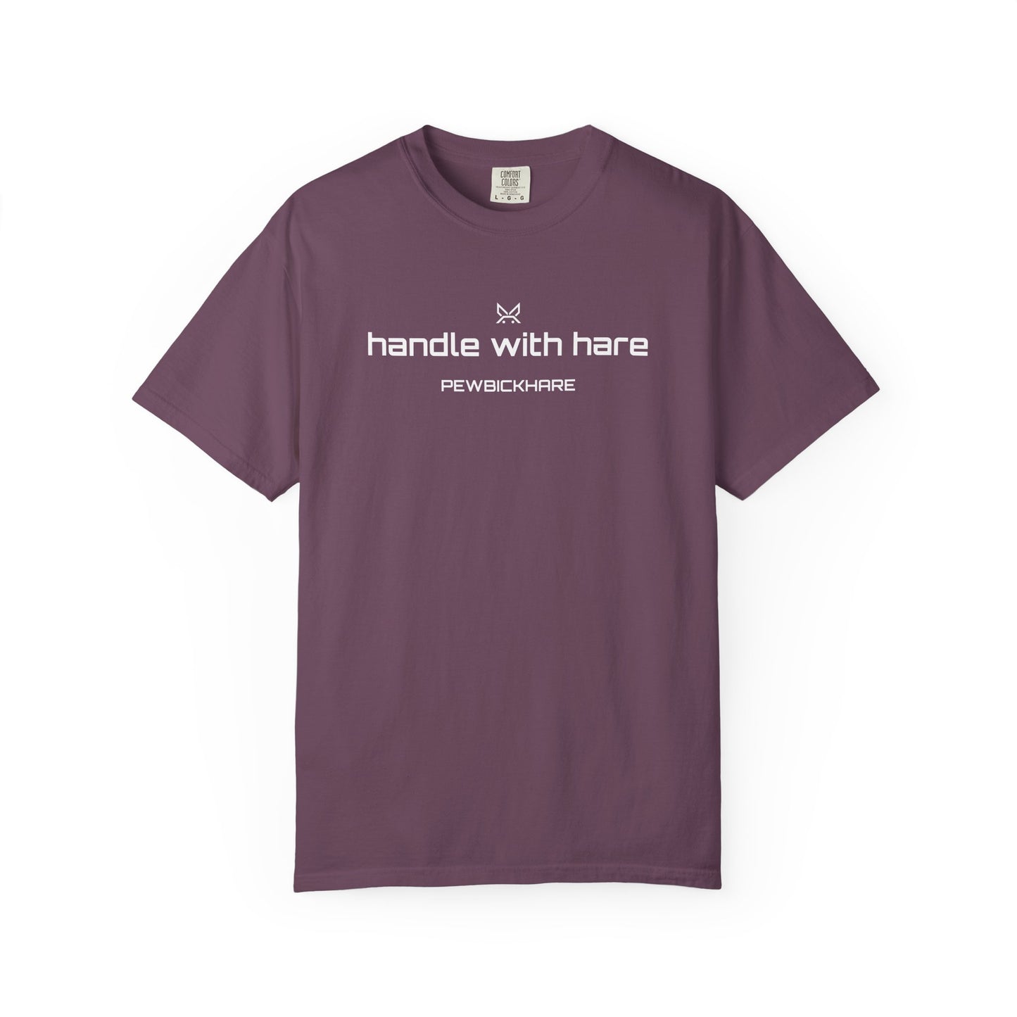 PBH "HANDLE WITH HARE - STRAIGHT LOGO" - Original Unisex Garment-Dyed T-shirt (DTG Print type)