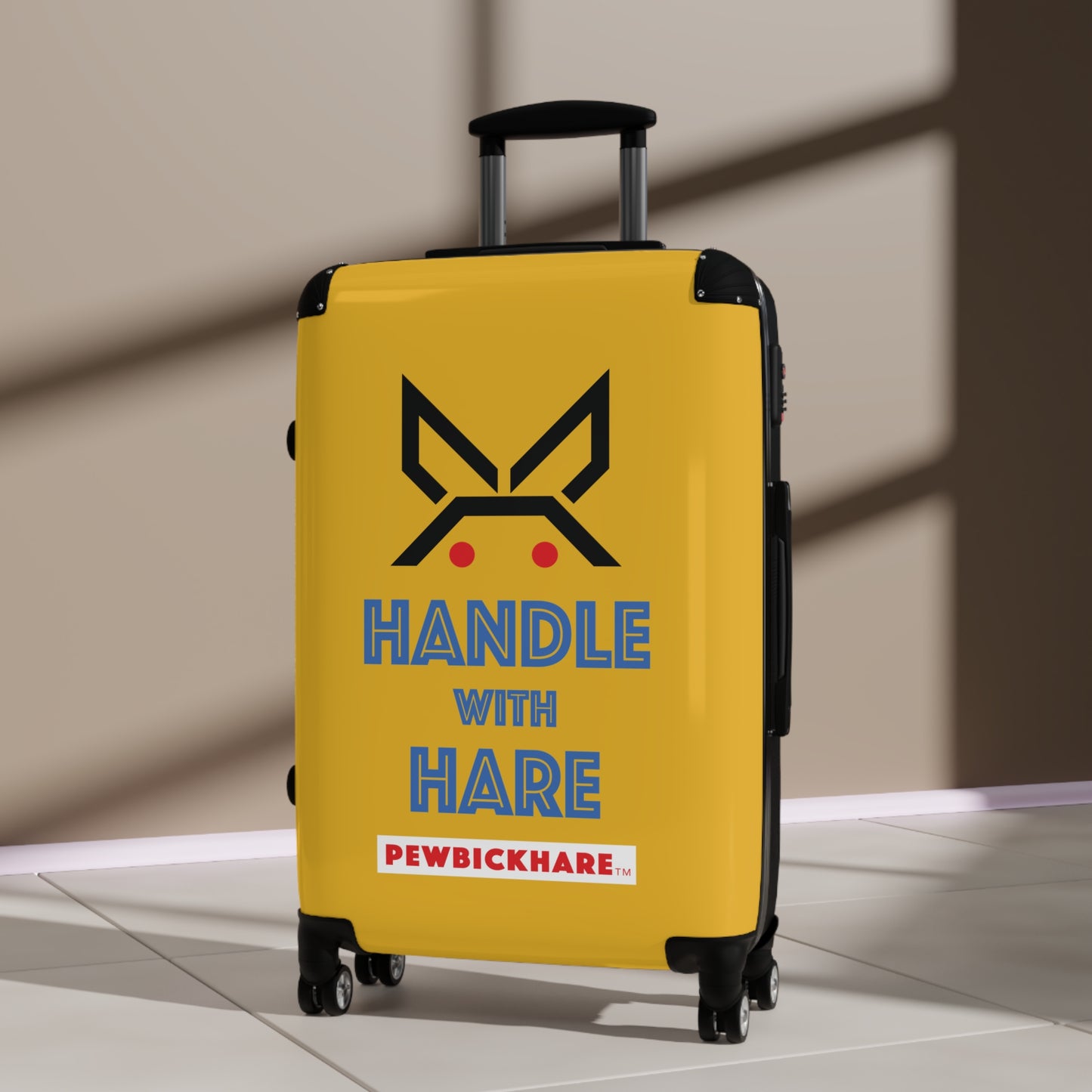 PBH - HANDLE WITH HARE Design | Colorful Suitcase for Travel Lovers - Yellow
