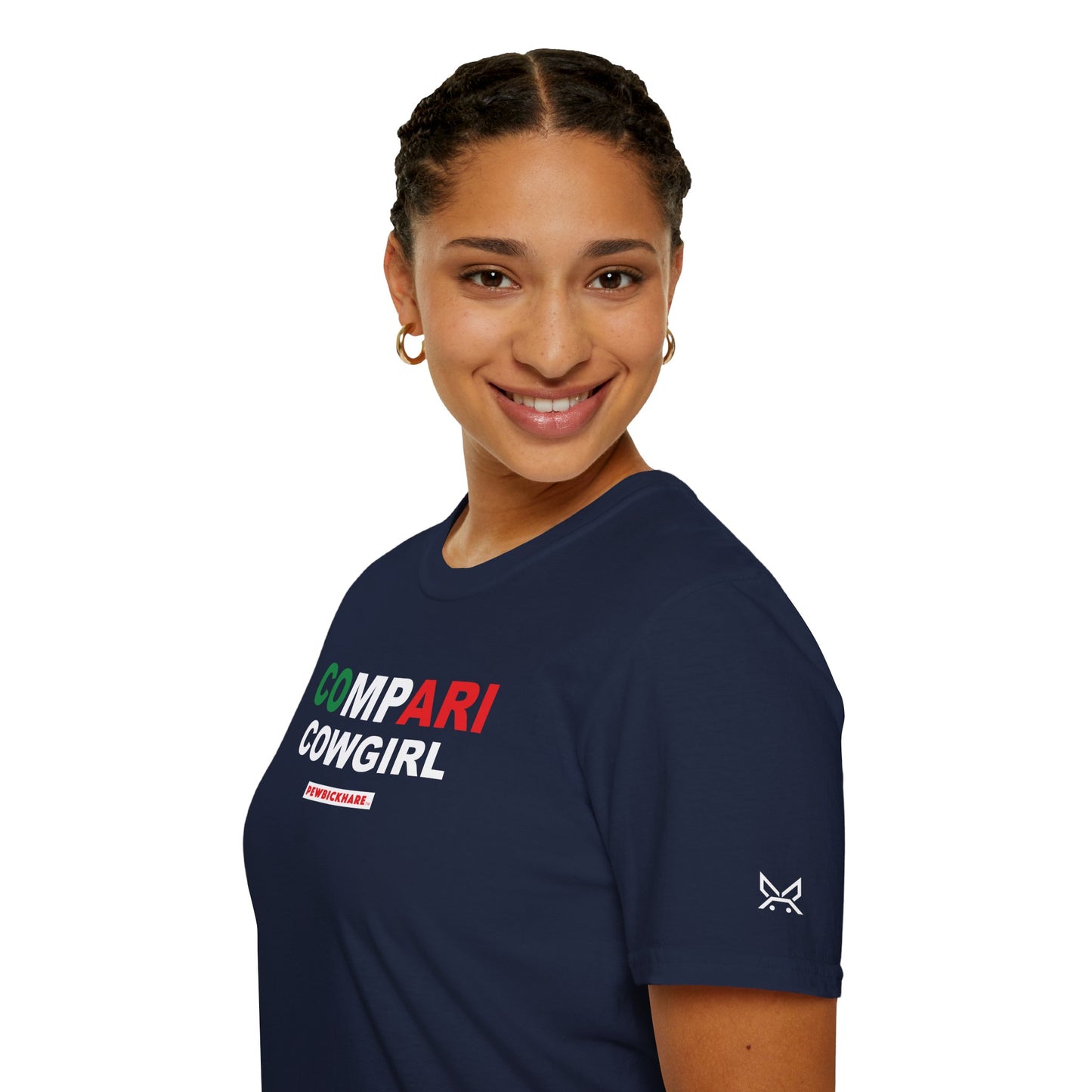 Women’s / Unisex Graphic T-Shirt – COMPARI COWGIRL – PEWBICKHARE Italian-Inspired Streetwear