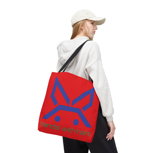 PBH 'Handle with Hare - Maxi HARE Blue'  Red Tote Bag