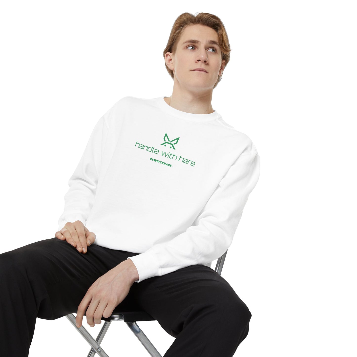 PBH - 'Handle with Hare' (Printed) Design, Unisex Garment-Dyed Sweatshirt