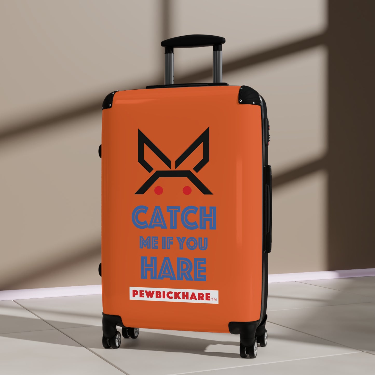 PBH - CATCH ME IF YOU HARE Design | Colorful Suitcase for Travel Lovers - ORANGE