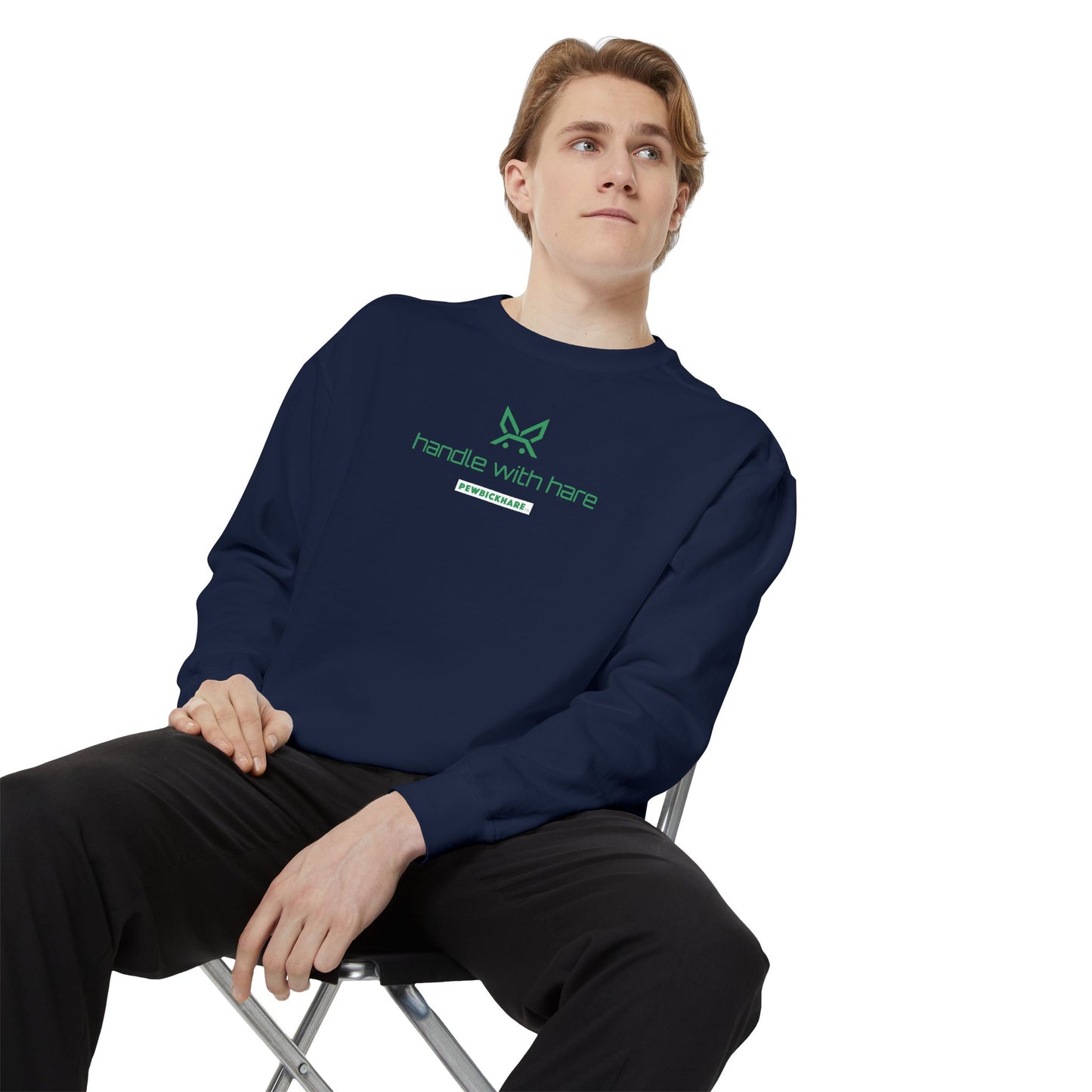 PBH - 'Handle with Hare' (Printed) Design, Unisex Garment-Dyed Sweatshirt