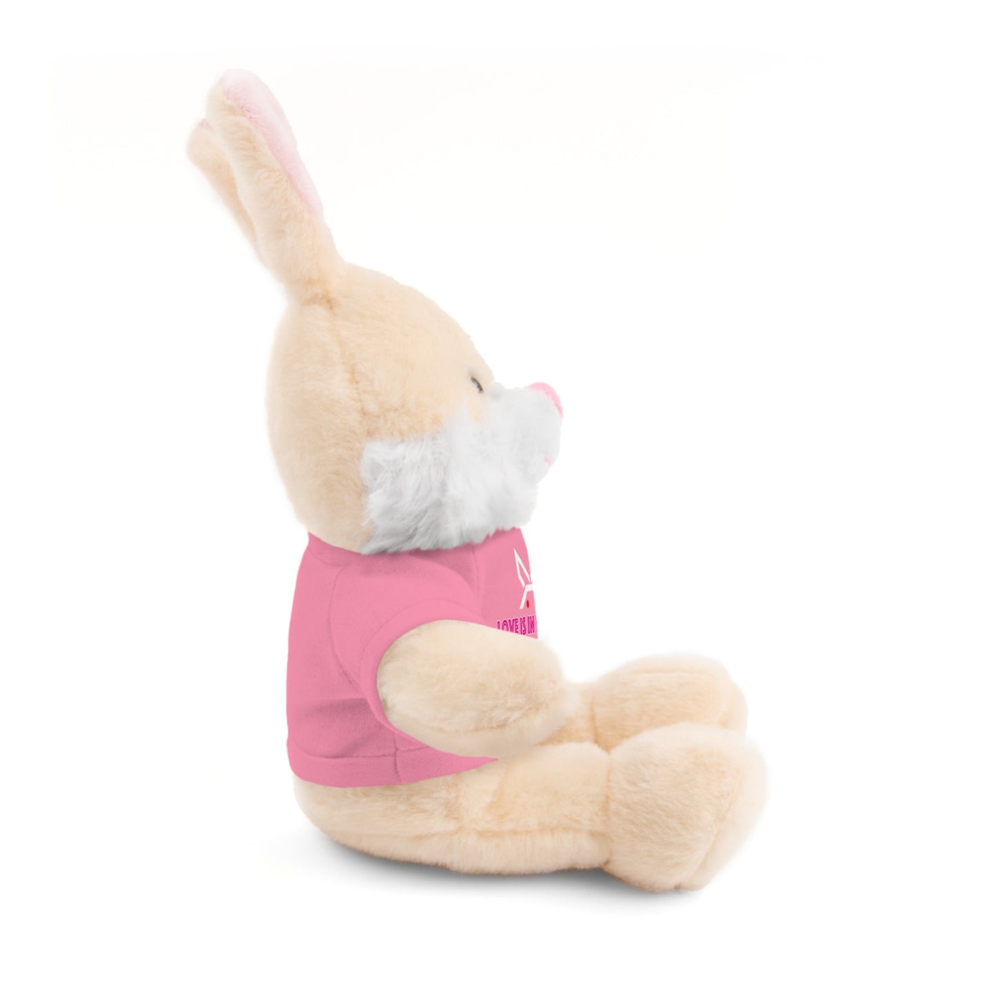 Stuffed animal with Graphic Tee - "Love Is In The Hare"