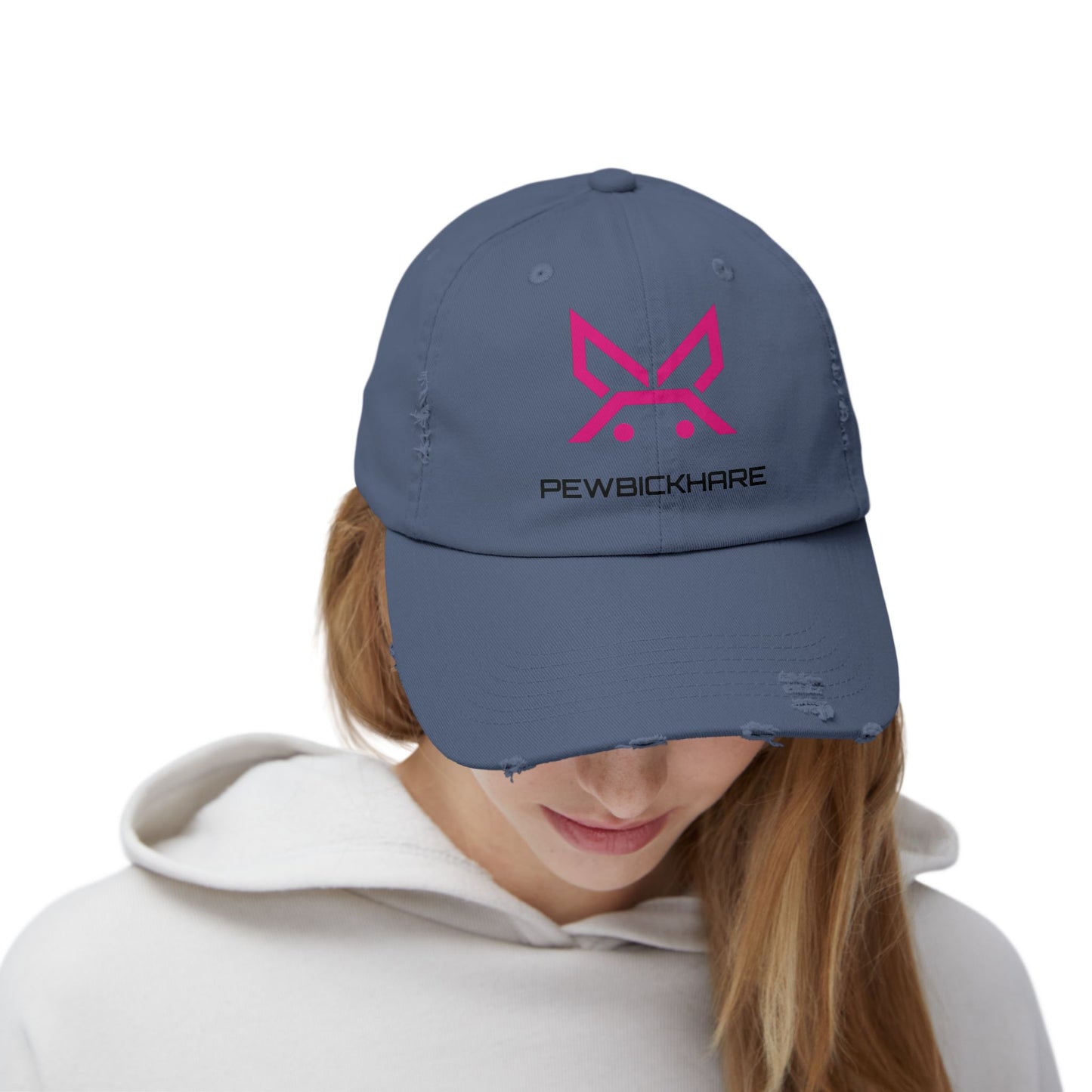 PBH - Distressed Cap - Pink / Black Embroidery