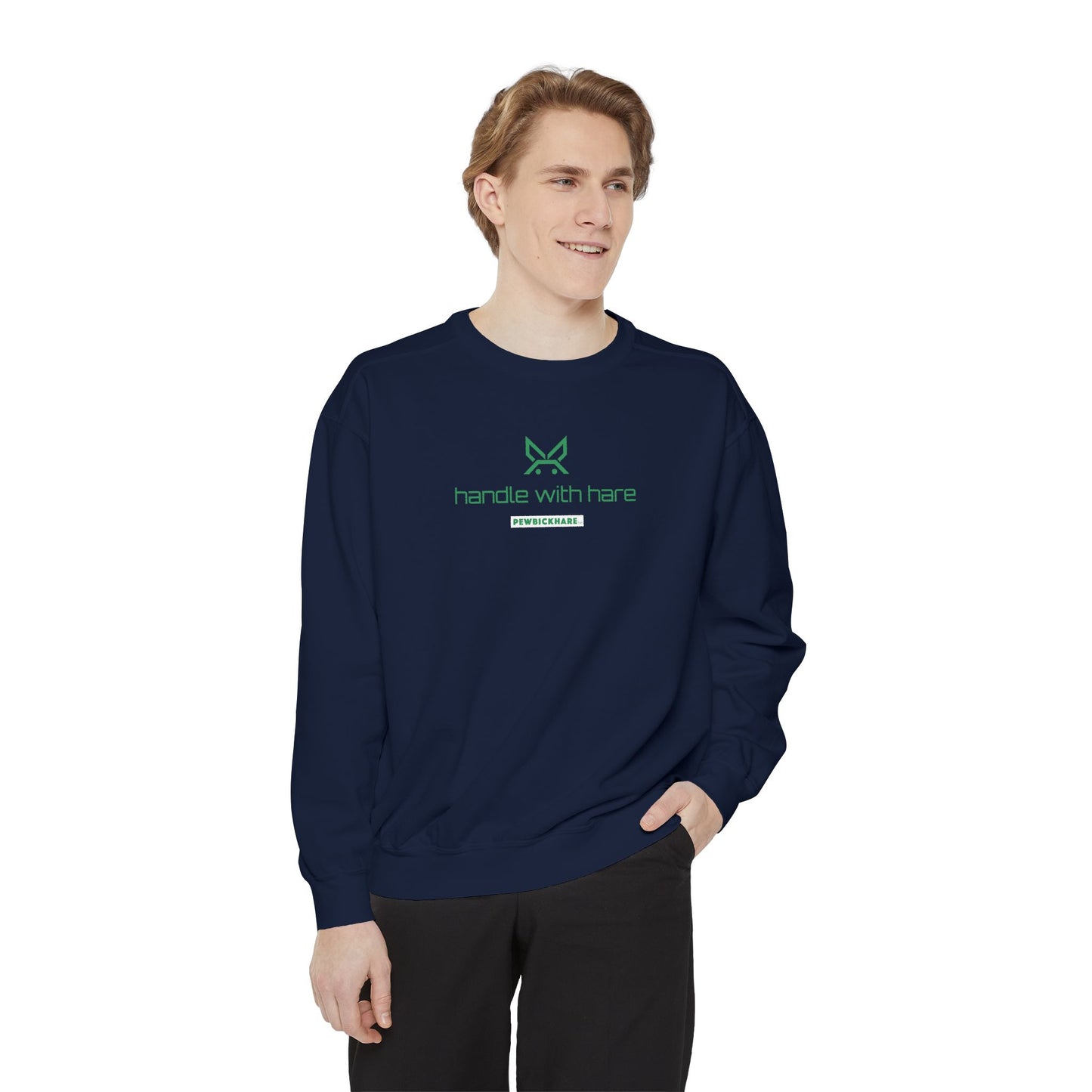 PBH - 'Handle with Hare' (Printed) Design, Unisex Garment-Dyed Sweatshirt