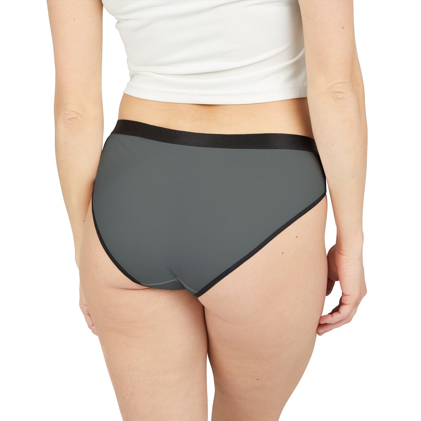 PEWBICKHARE UNDERWEAR: Gray Women's Bikini Underwear with Minimal Red Hare Face Graphic