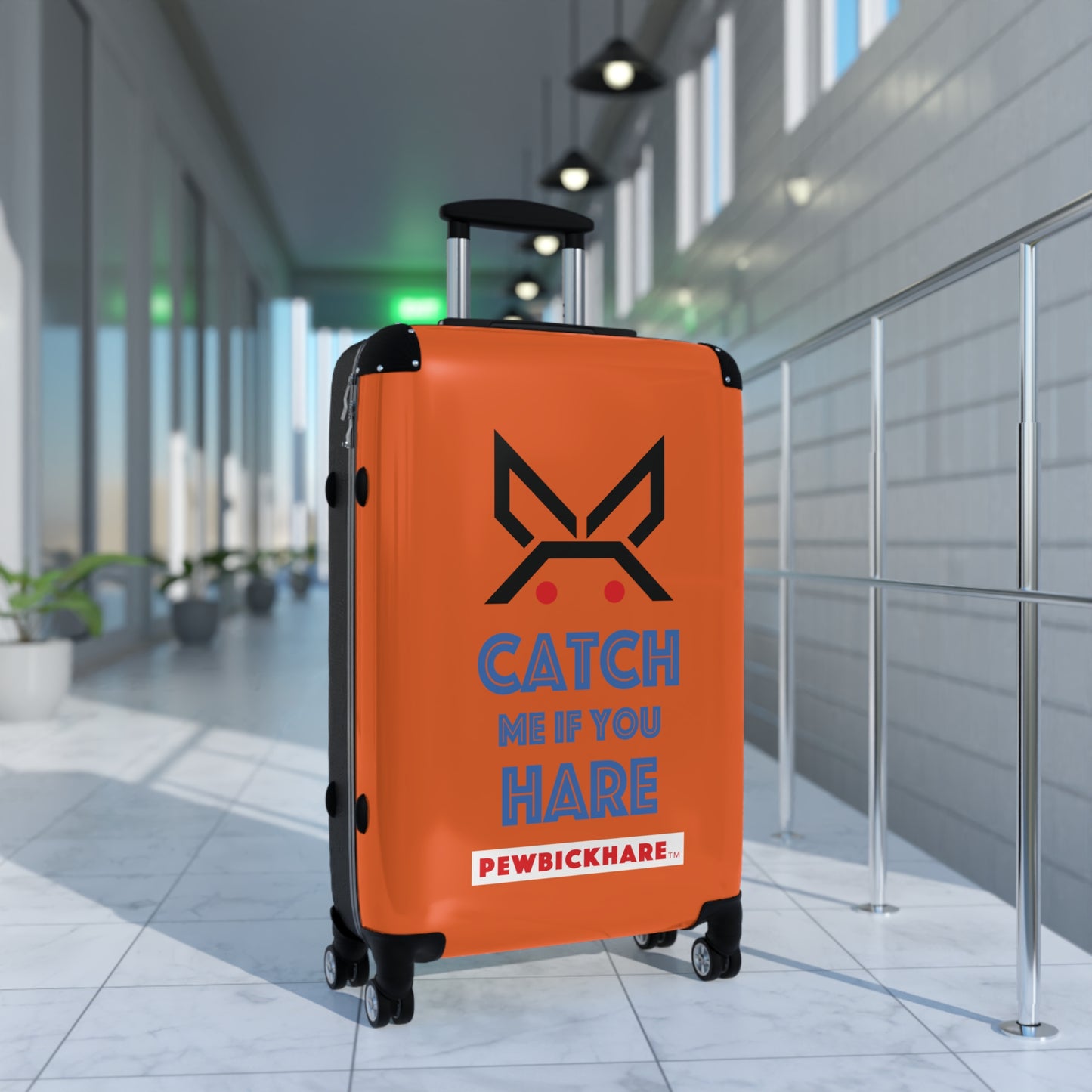 PBH - CATCH ME IF YOU HARE Design | Colorful Suitcase for Travel Lovers - ORANGE