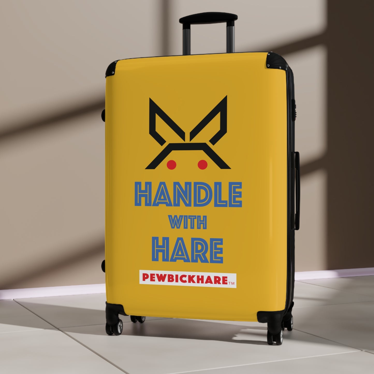 PBH - HANDLE WITH HARE Design | Colorful Suitcase for Travel Lovers - Yellow