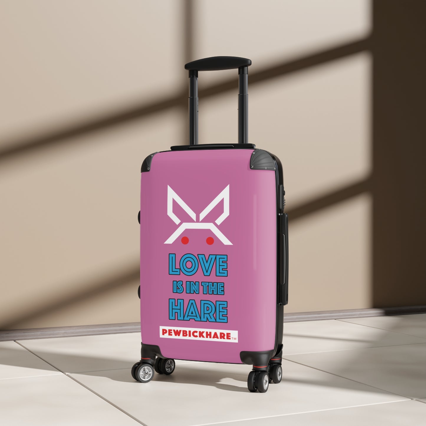 PBH - LOVE IS IN THE HARE Design | Colorful Suitcase for Travel Lovers - PINK