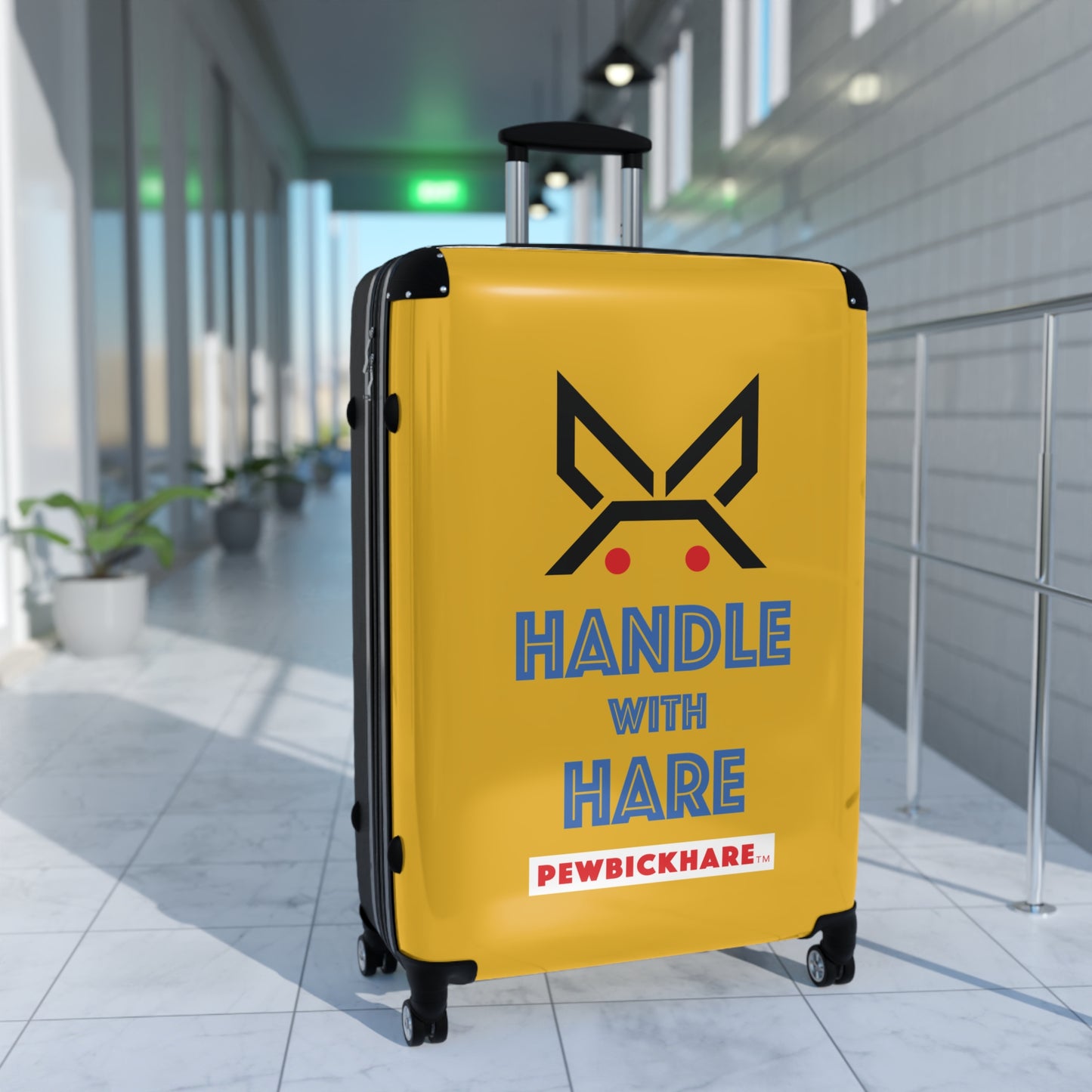PBH - HANDLE WITH HARE Design | Colorful Suitcase for Travel Lovers - Yellow