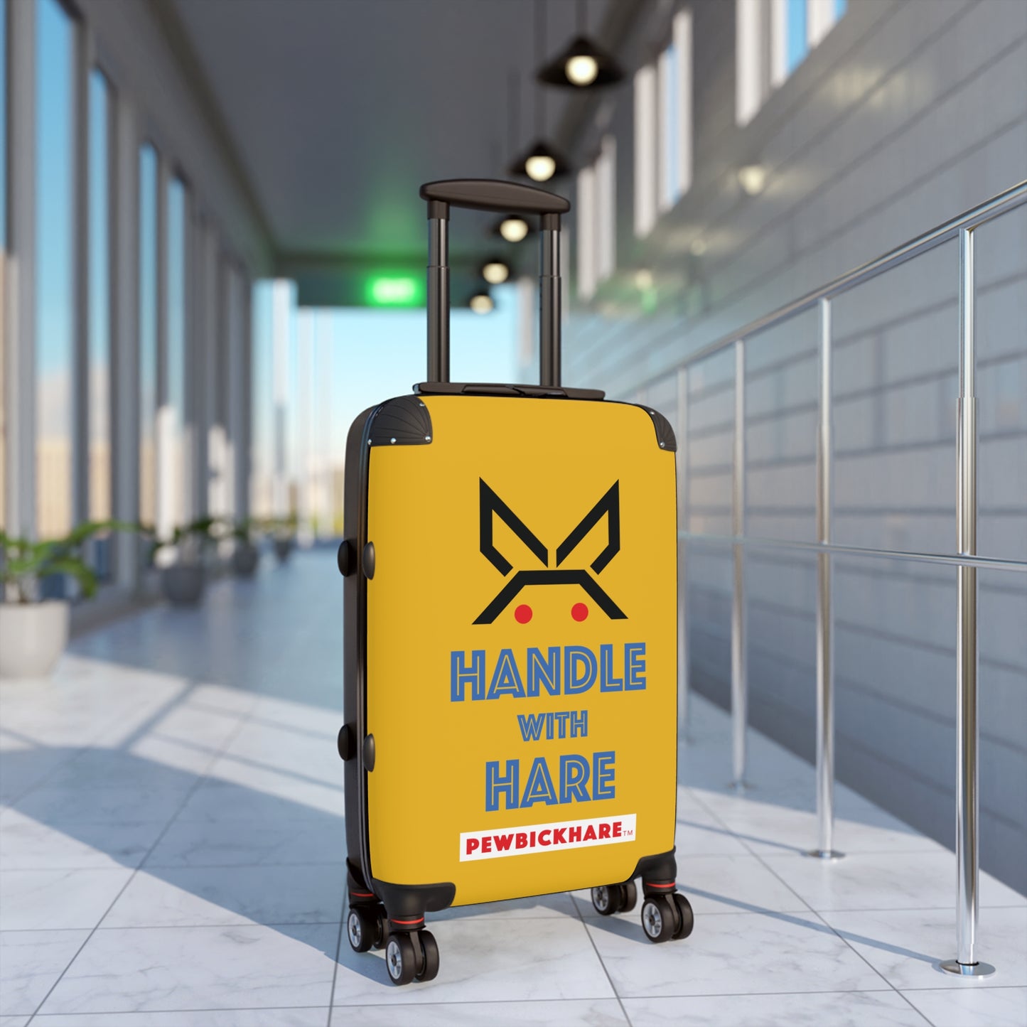 PBH - HANDLE WITH HARE Design | Colorful Suitcase for Travel Lovers - Yellow