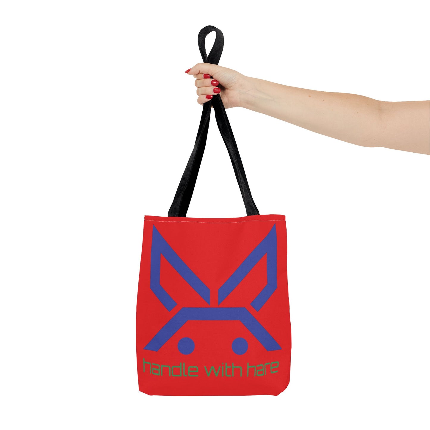 PBH 'Handle with Hare - Maxi HARE Blue'  Red Tote Bag