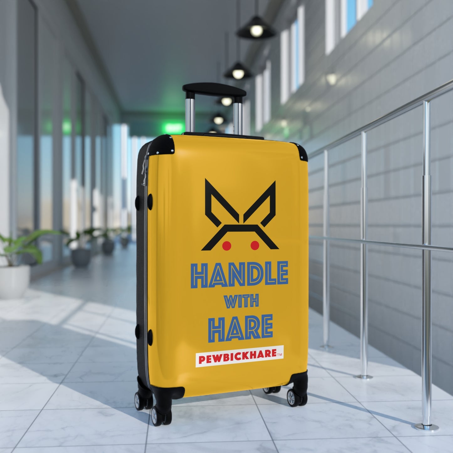 PBH - HANDLE WITH HARE Design | Colorful Suitcase for Travel Lovers - Yellow