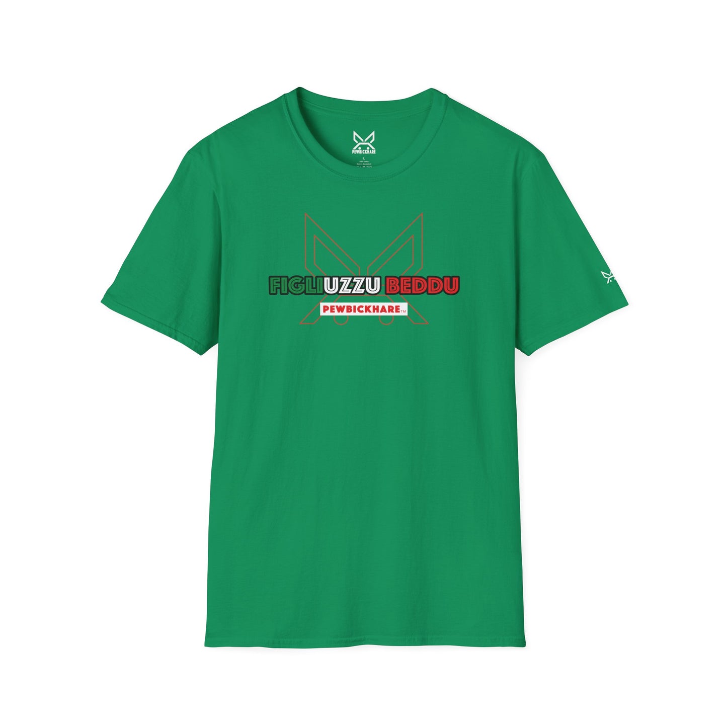 FIGLIUZZU BEDDU unisex graphic t-shirt in kelly green – PEWBICKHARE Italian inspired t-shirt