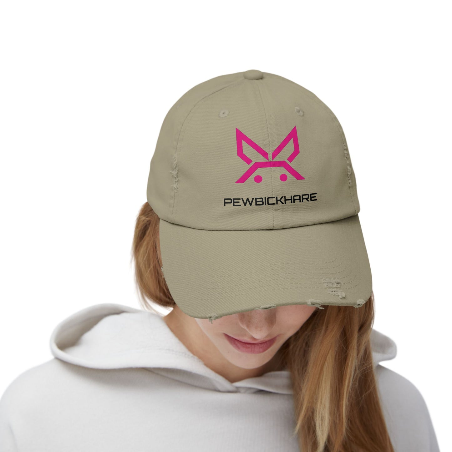 PBH - Distressed Cap - Pink / Black Embroidery