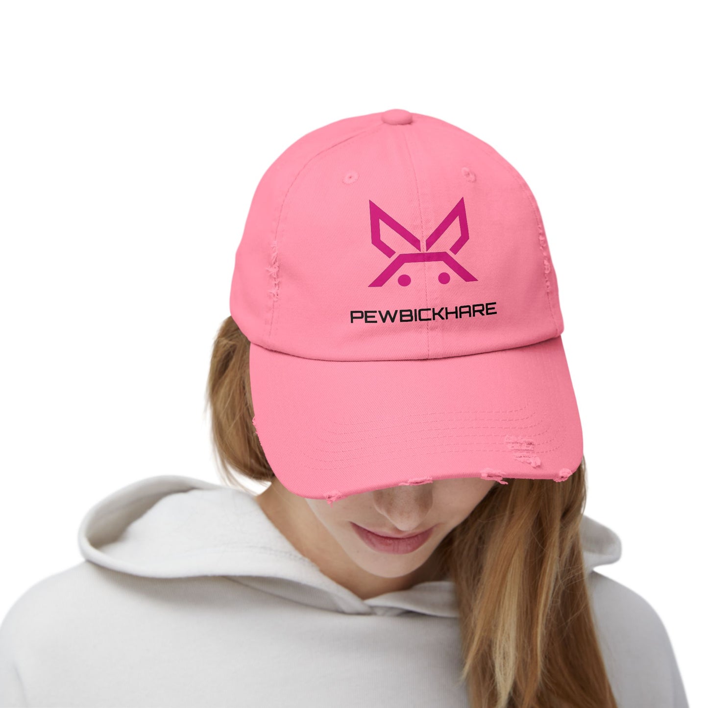 PBH - Distressed Cap - Pink / Black Embroidery