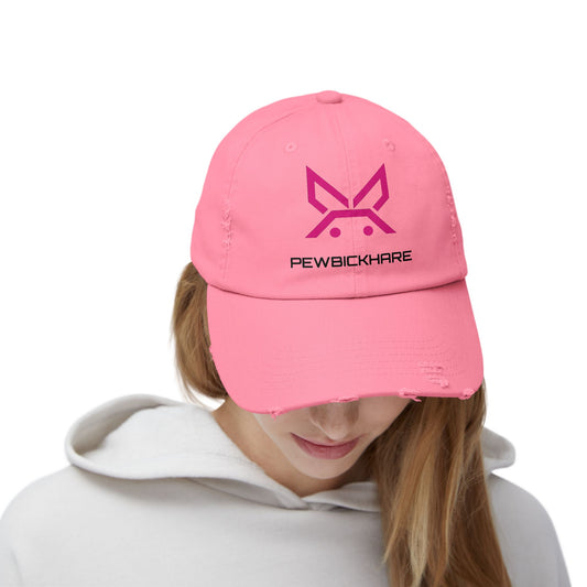 PBH - Distressed Cap - Pink / Black Embroidery
