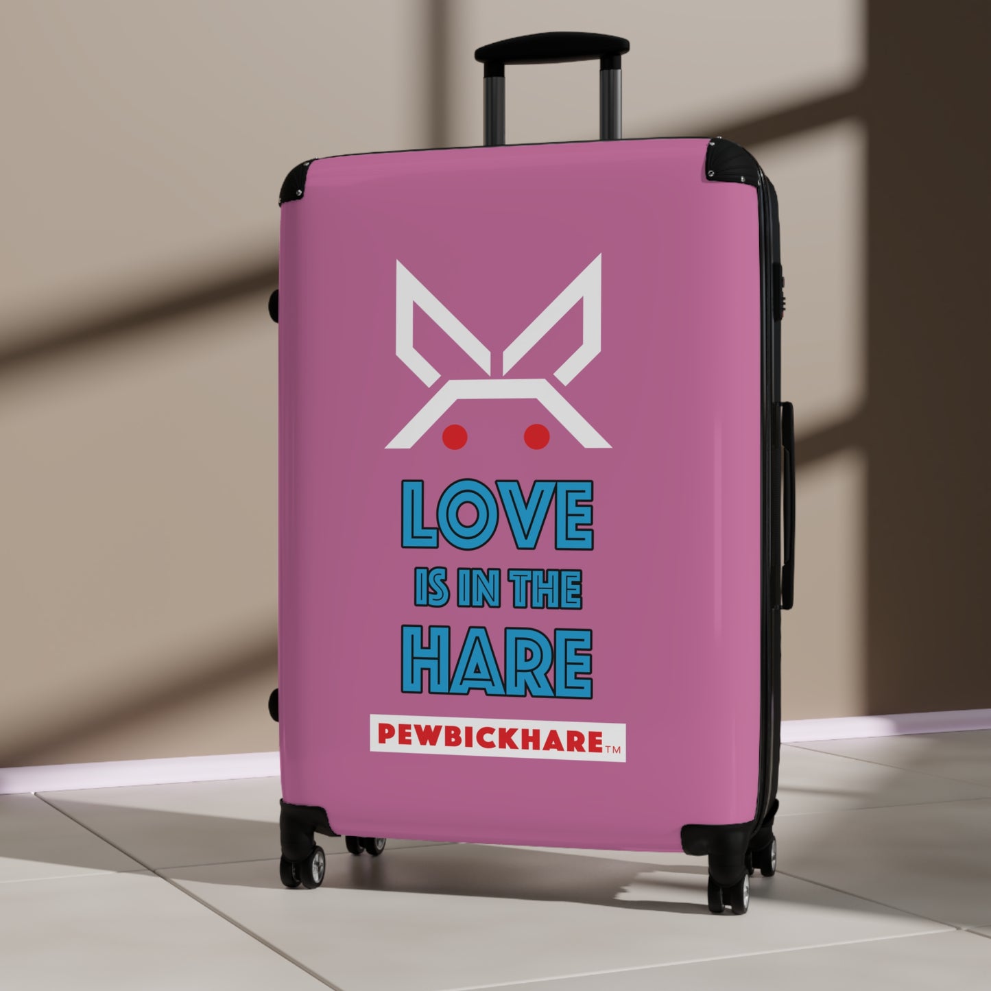 PBH - LOVE IS IN THE HARE Design | Colorful Suitcase for Travel Lovers - PINK