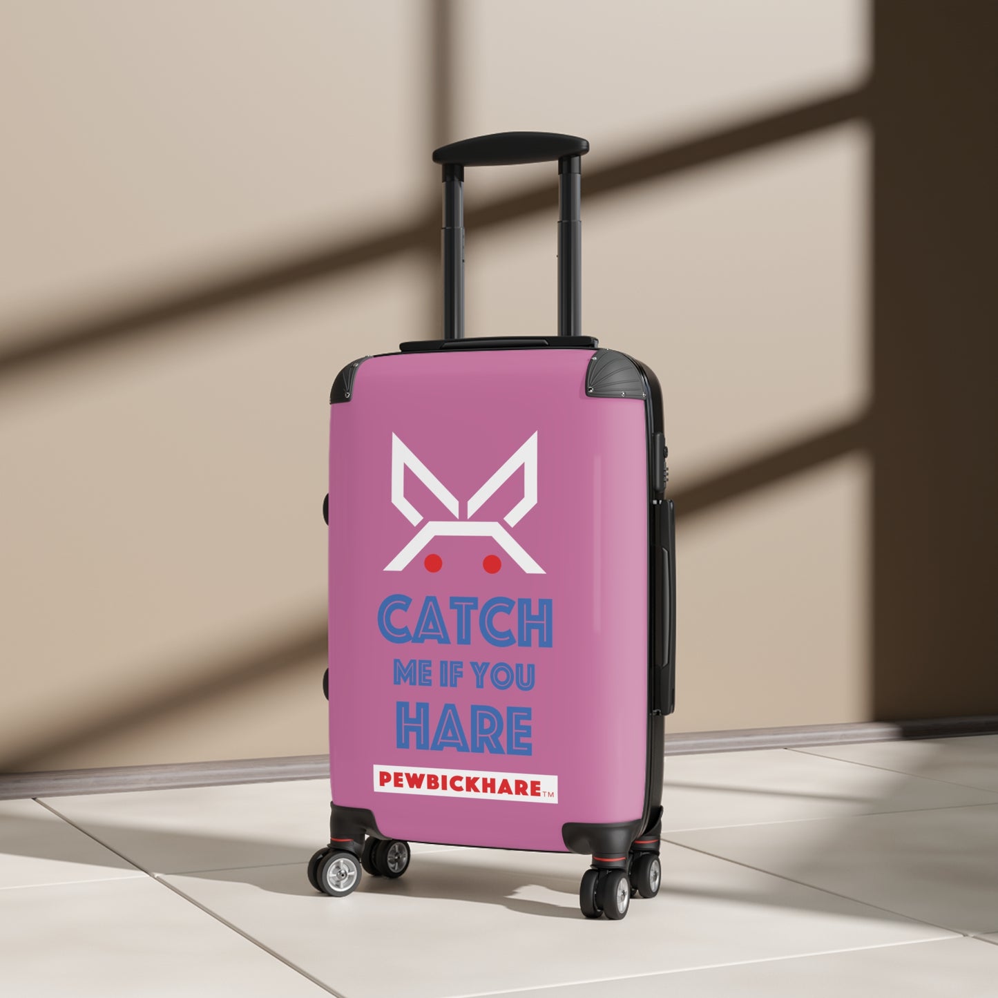 PBH - CATCH ME IF YOU HARE Design | Colorful Suitcase for Travel Lovers - PINK