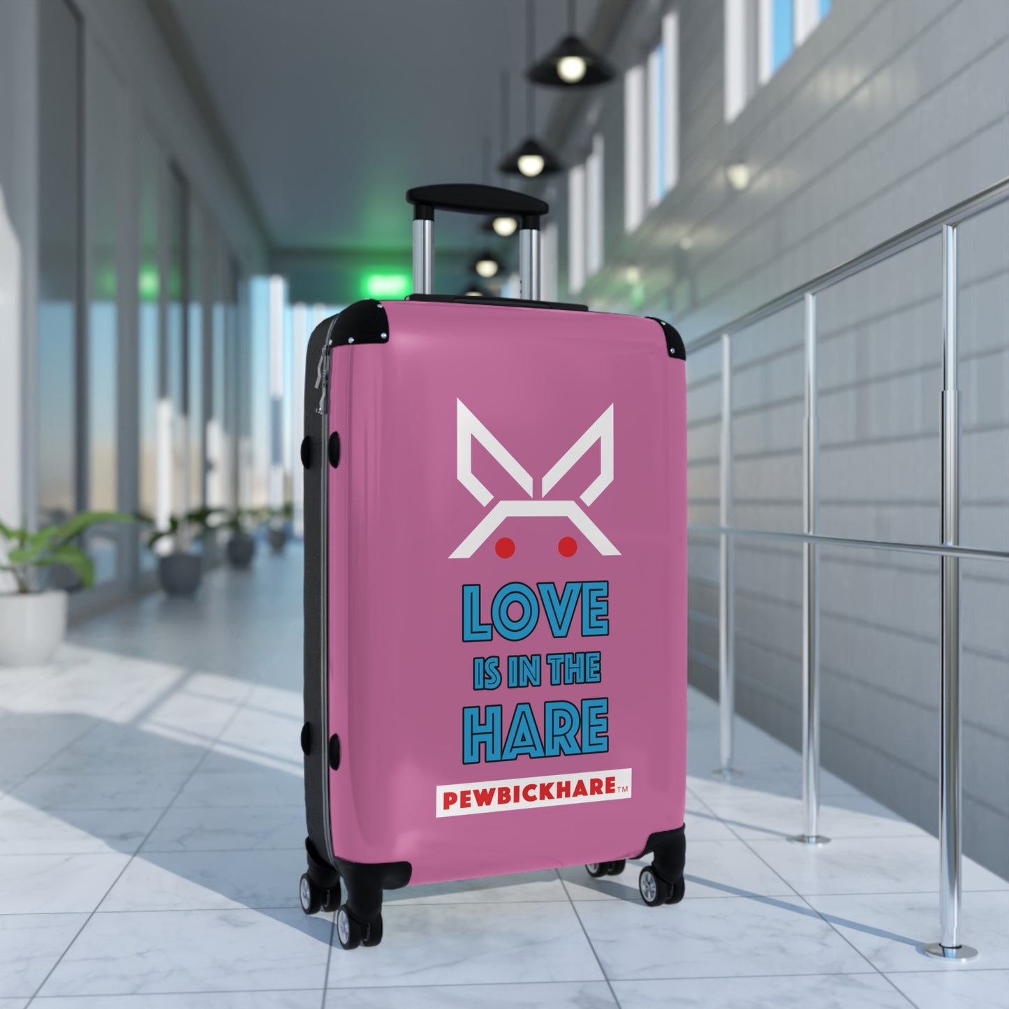 PBH - LOVE IS IN THE HARE Design | Colorful Suitcase for Travel Lovers - PINK