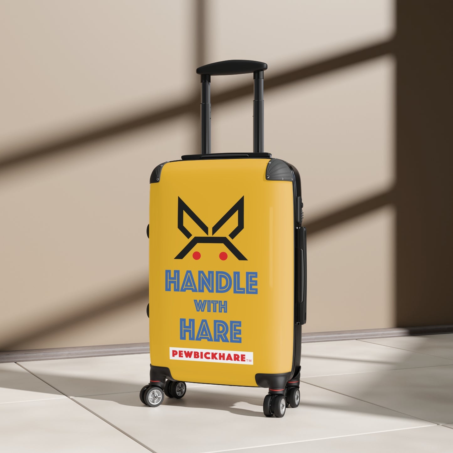 PBH - HANDLE WITH HARE Design | Colorful Suitcase for Travel Lovers - Yellow