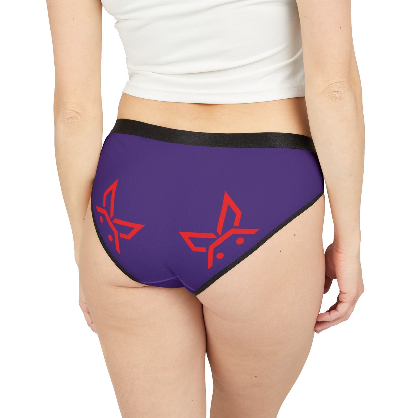 PEWBICKHARE UNDERWEAR: Purple Women's Bikini Underwear with Double Red Hare Buttock Graphic