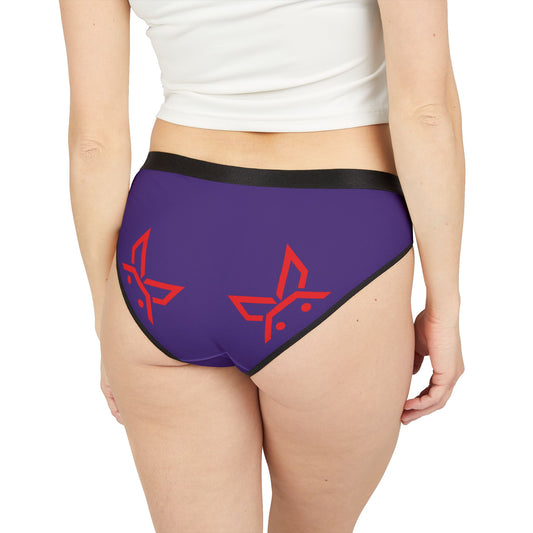 PEWBICKHARE UNDERWEAR: Purple Women's Bikini Underwear with Double Red Hare Buttock Graphic