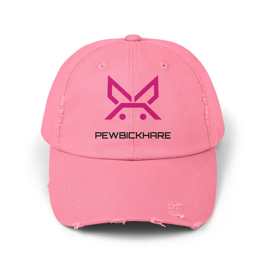 PBH - Distressed Cap - Pink / Black Embroidery