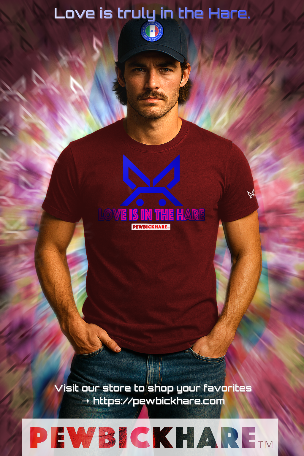 PBH "LOVE IS IN THE HARE" - (Hot Pink edition) - Original Unisex Cotton T-shirt