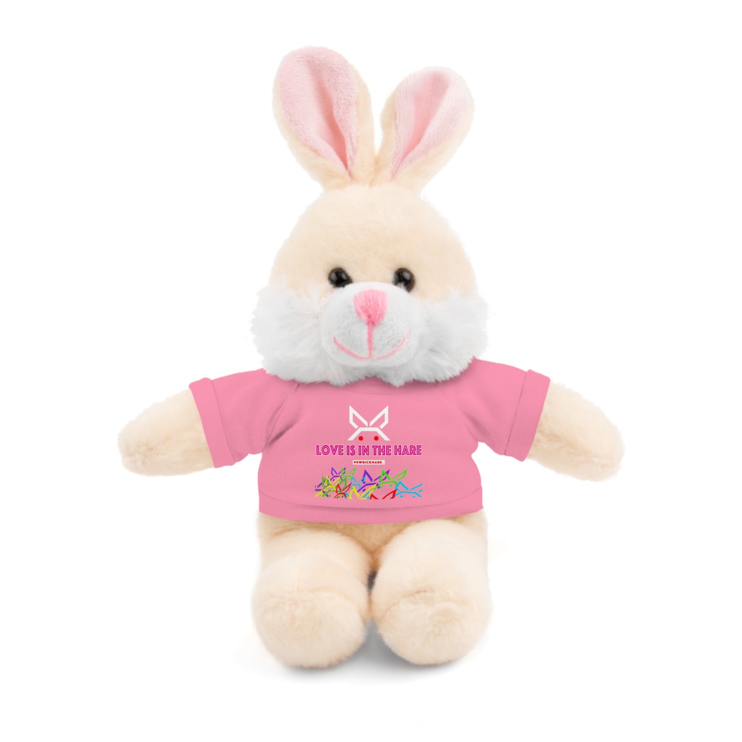 Stuffed animal with Graphic Tee - "Love Is In The Hare"