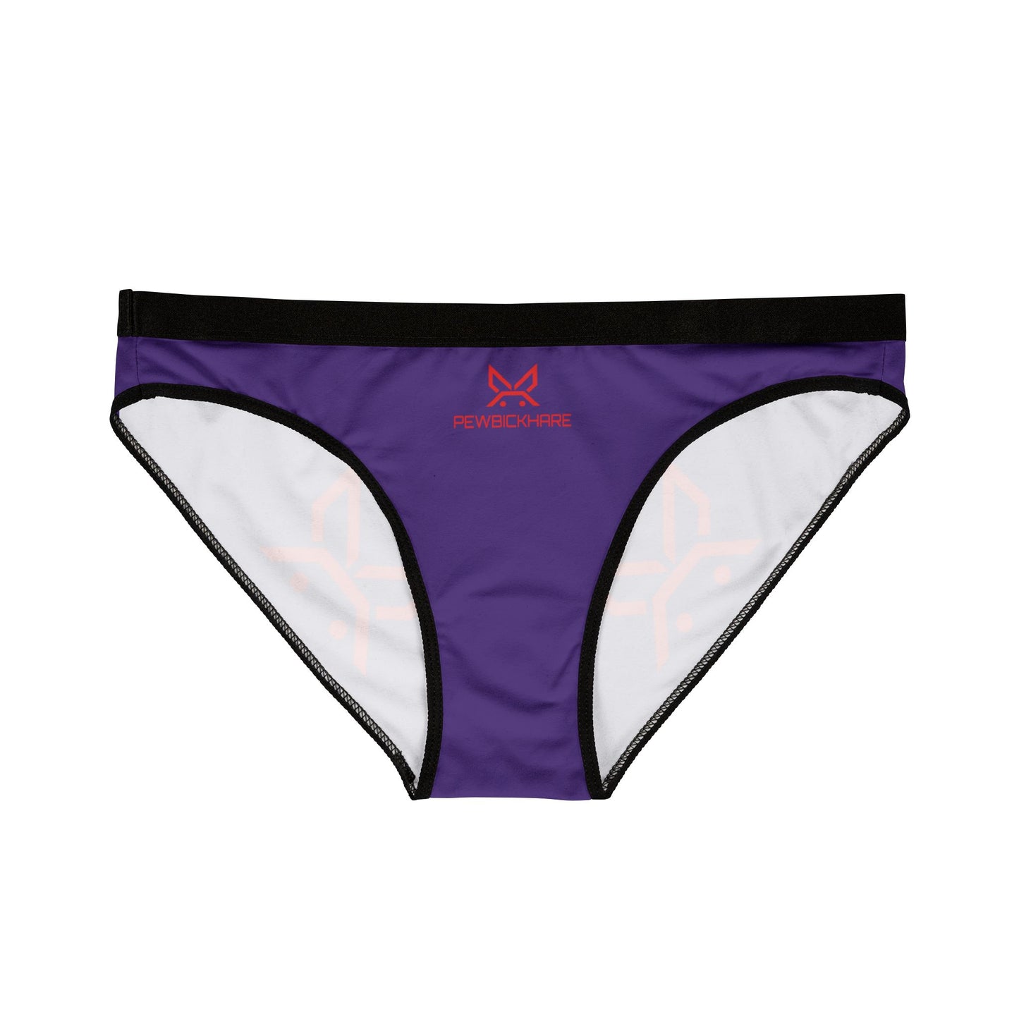 PEWBICKHARE UNDERWEAR: Purple Women's Bikini Underwear with Double Red Hare Buttock Graphic