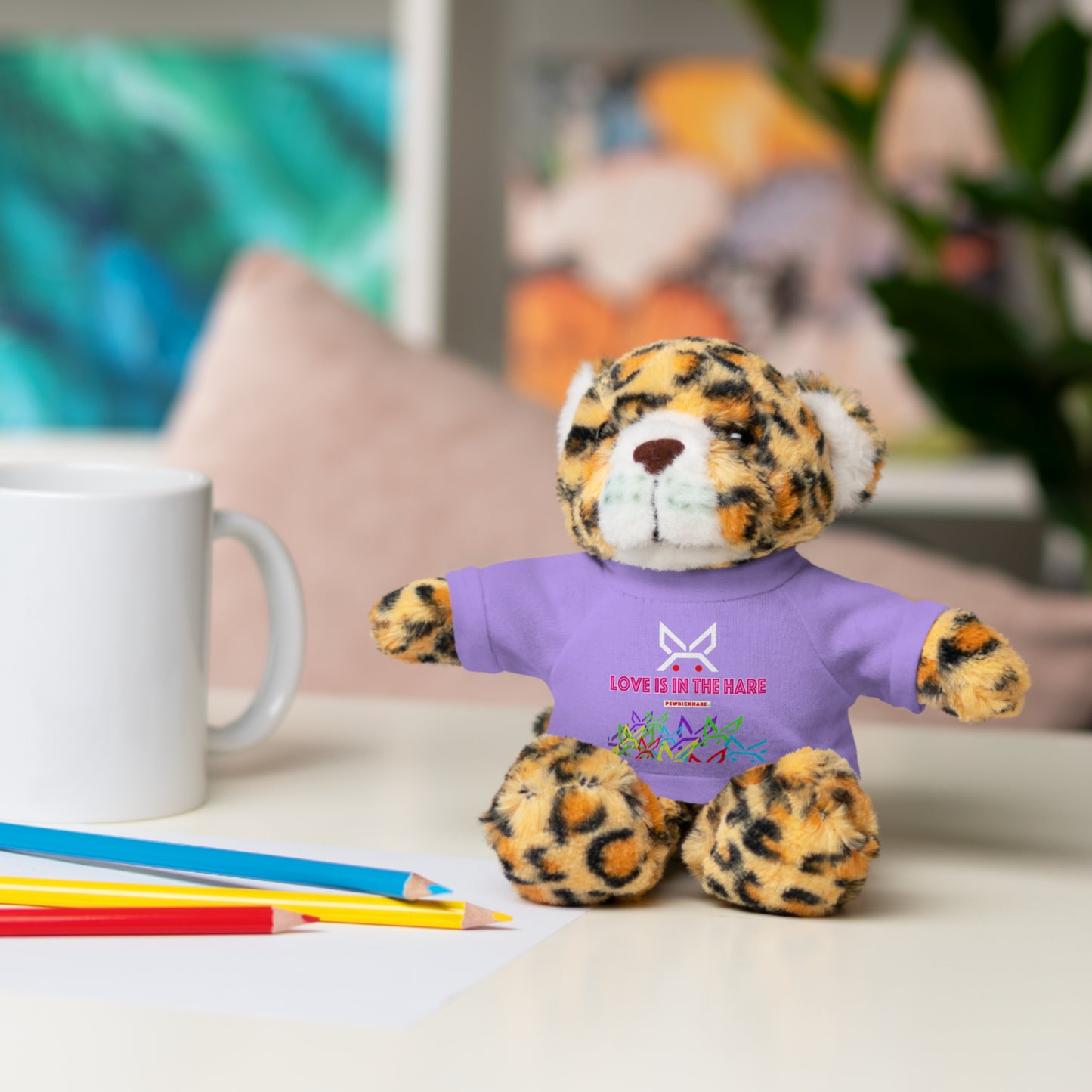 Stuffed animal with Graphic Tee - "Love Is In The Hare"
