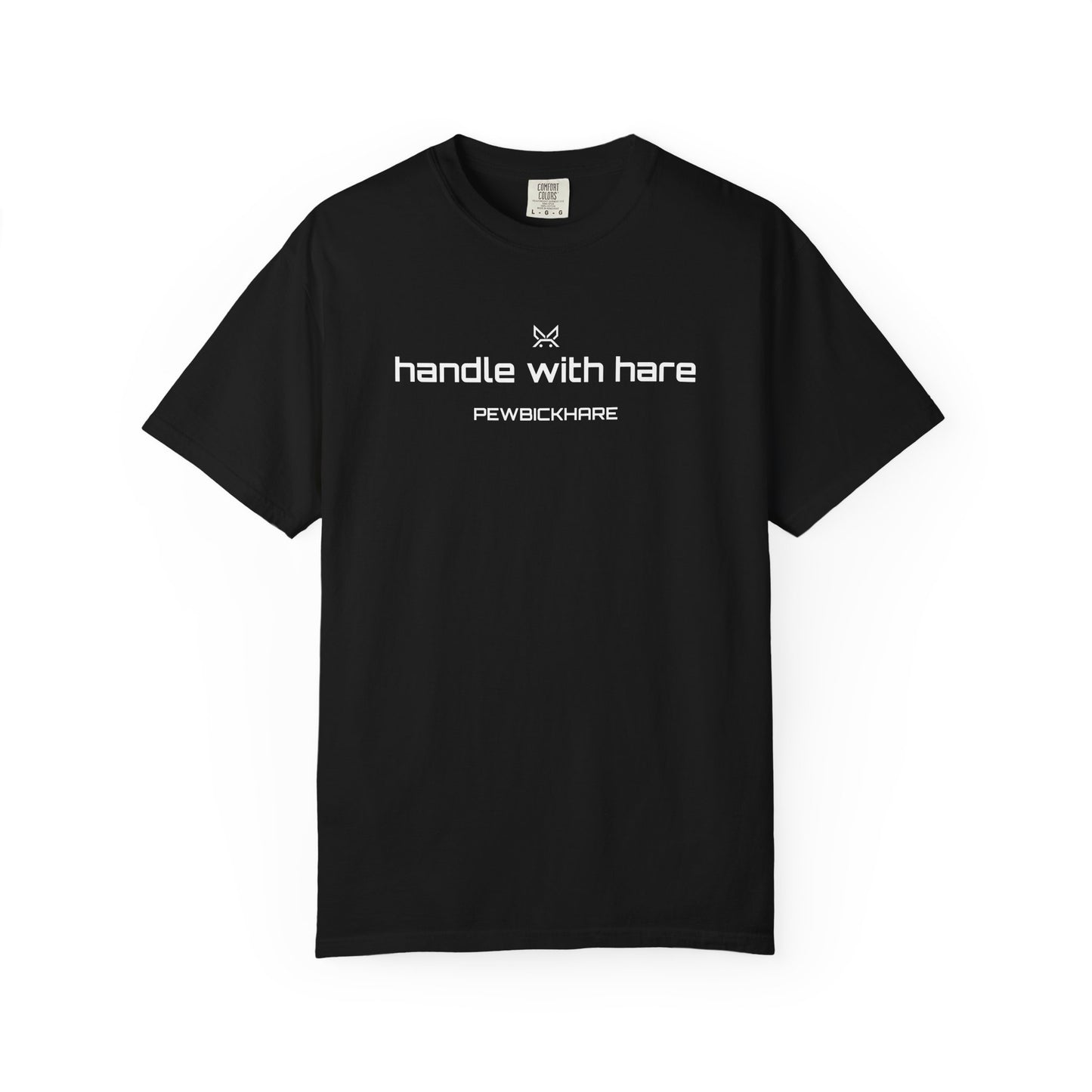 PBH "HANDLE WITH HARE - STRAIGHT LOGO" - Original Unisex Garment-Dyed T-shirt (DTG Print type)
