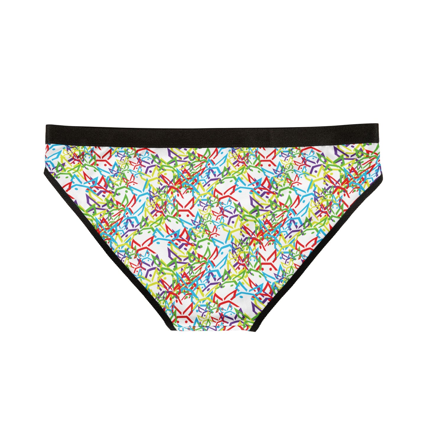 PEWBICKHARE UNDERWEAR: White Women's Bikini Underwear with Wish Mash Graphic