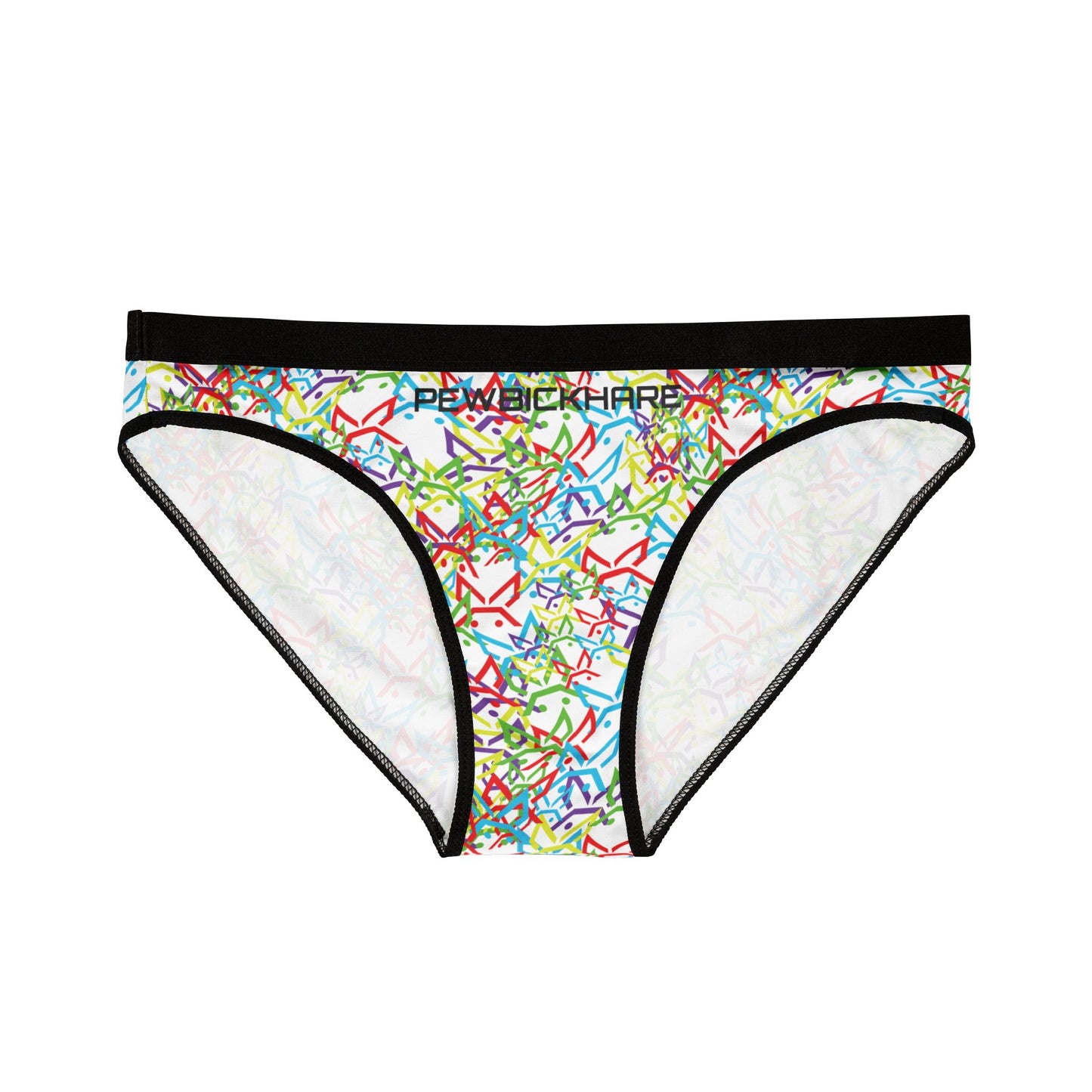 PEWBICKHARE UNDERWEAR: White Women's Bikini Underwear with Wish Mash Graphic