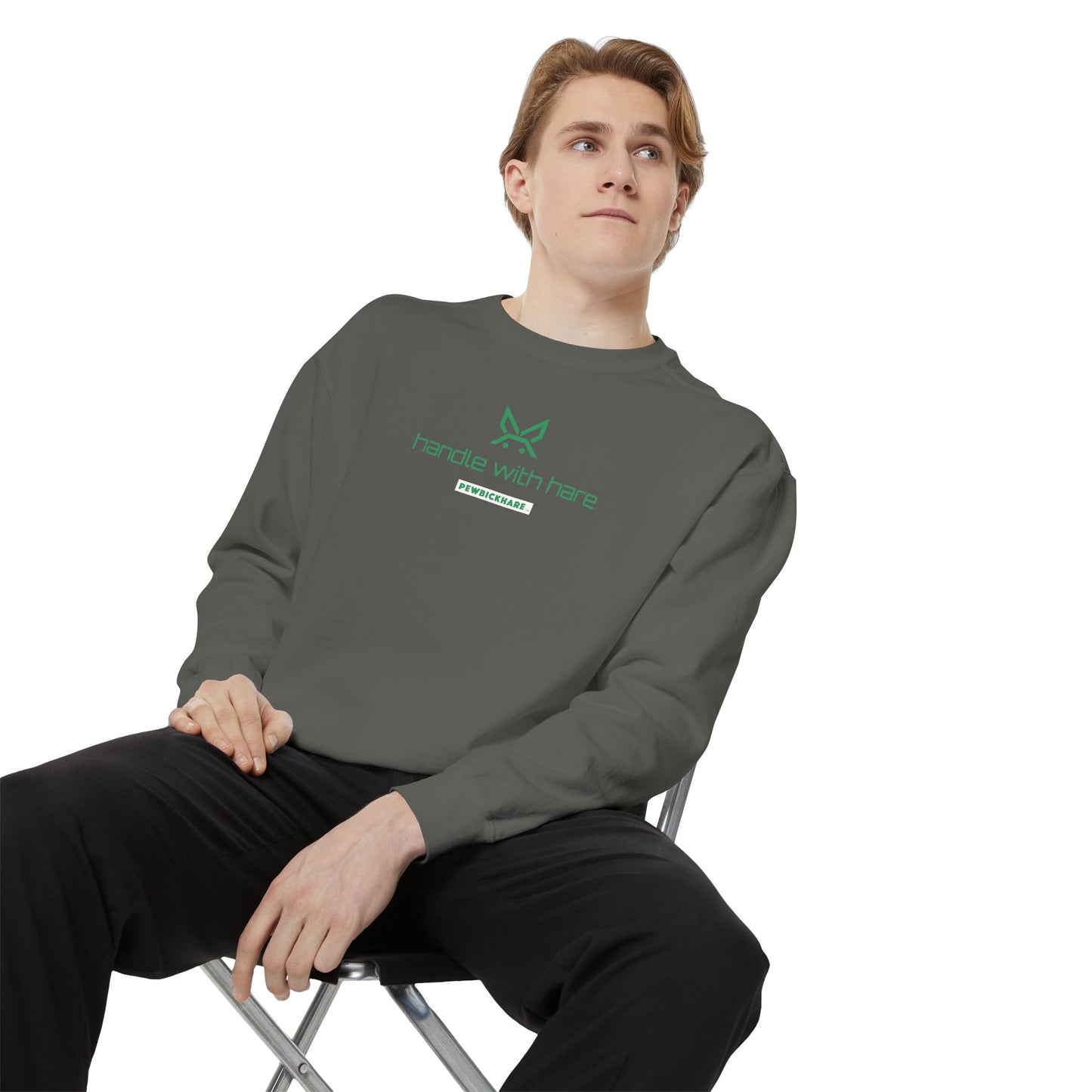 PBH - 'Handle with Hare' (Printed) Design, Unisex Garment-Dyed Sweatshirt