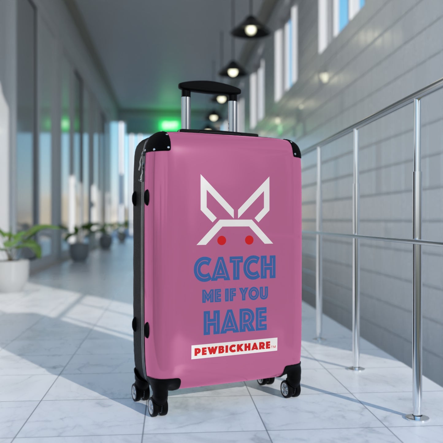 PBH - CATCH ME IF YOU HARE Design | Colorful Suitcase for Travel Lovers - PINK