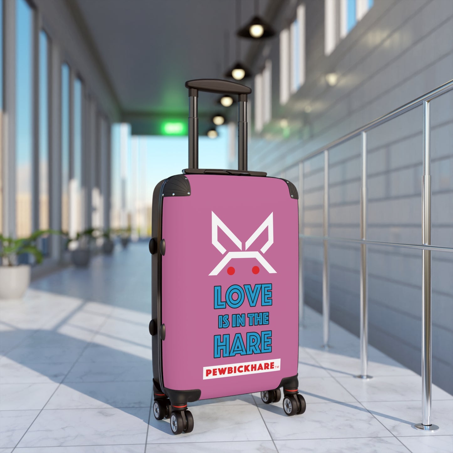 PBH - LOVE IS IN THE HARE Design | Colorful Suitcase for Travel Lovers - PINK
