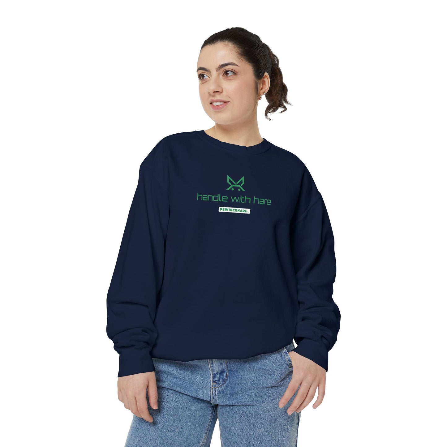 PBH - 'Handle with Hare' (Printed) Design, Unisex Garment-Dyed Sweatshirt