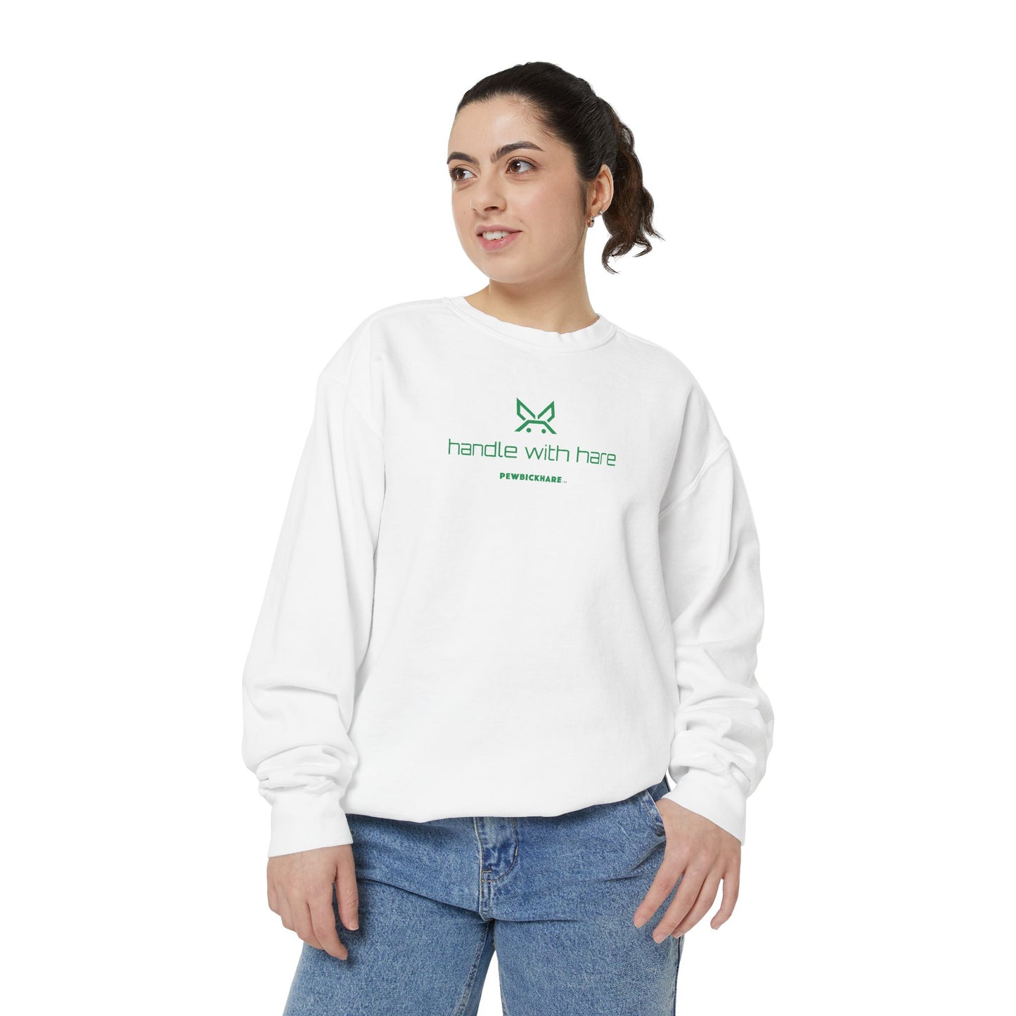 PBH - 'Handle with Hare' (Printed) Design, Unisex Garment-Dyed Sweatshirt