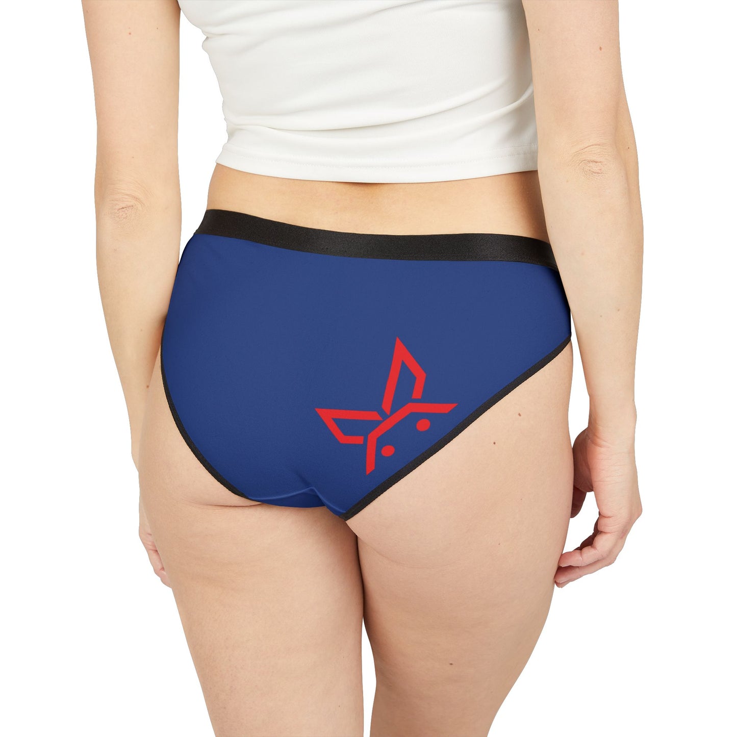 PEWBICKHARE UNDERWEAR: Blue Women's Bikini Underwear with Red Hare Buttock Graphic