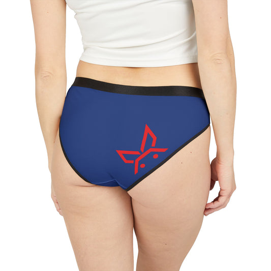 PEWBICKHARE UNDERWEAR: Blue Women's Bikini Underwear with Red Hare Buttock Graphic