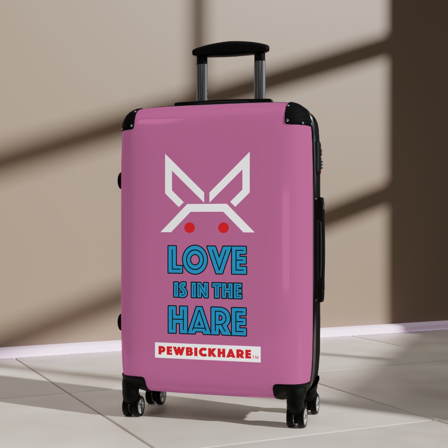 PBH - LOVE IS IN THE HARE Design | Colorful Suitcase for Travel Lovers - PINK
