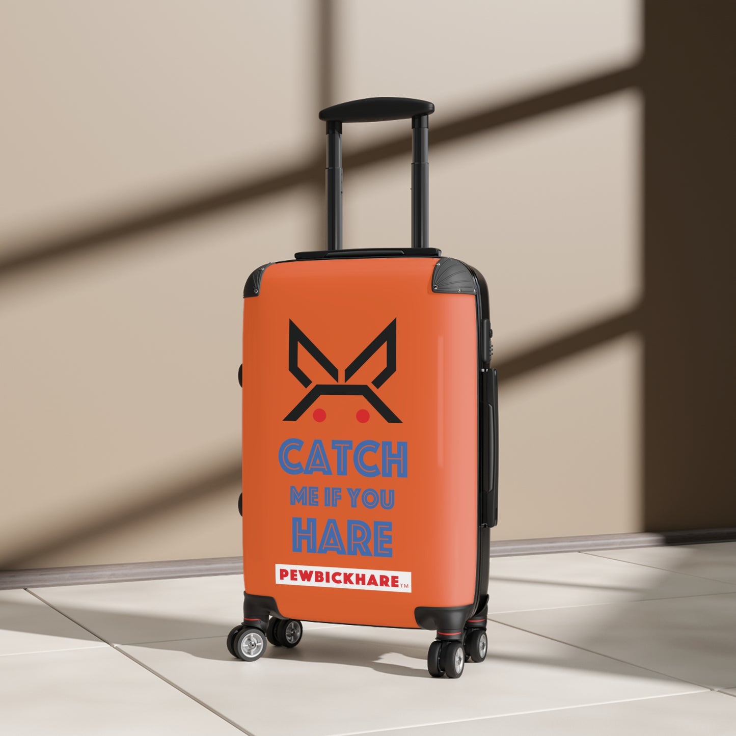 PBH - CATCH ME IF YOU HARE Design | Colorful Suitcase for Travel Lovers - ORANGE