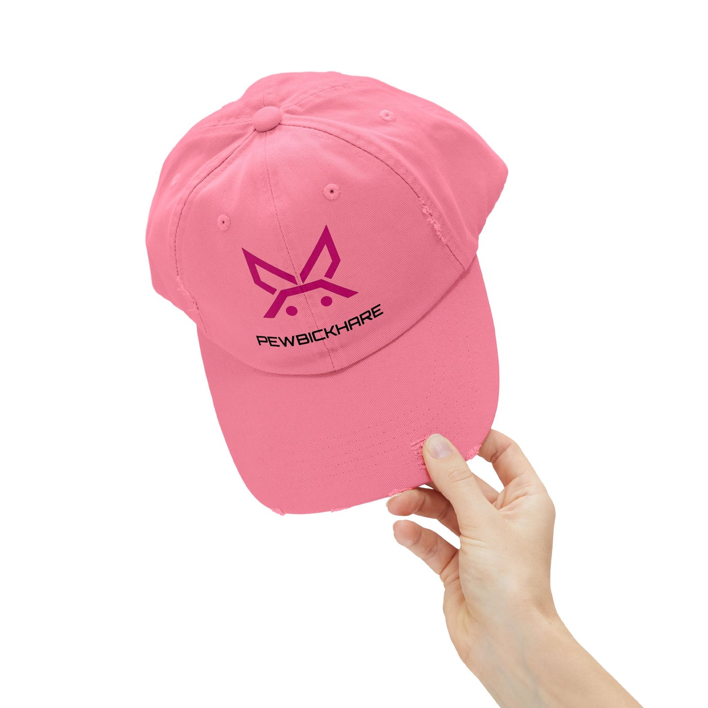 PBH - Distressed Cap - Pink / Black Embroidery