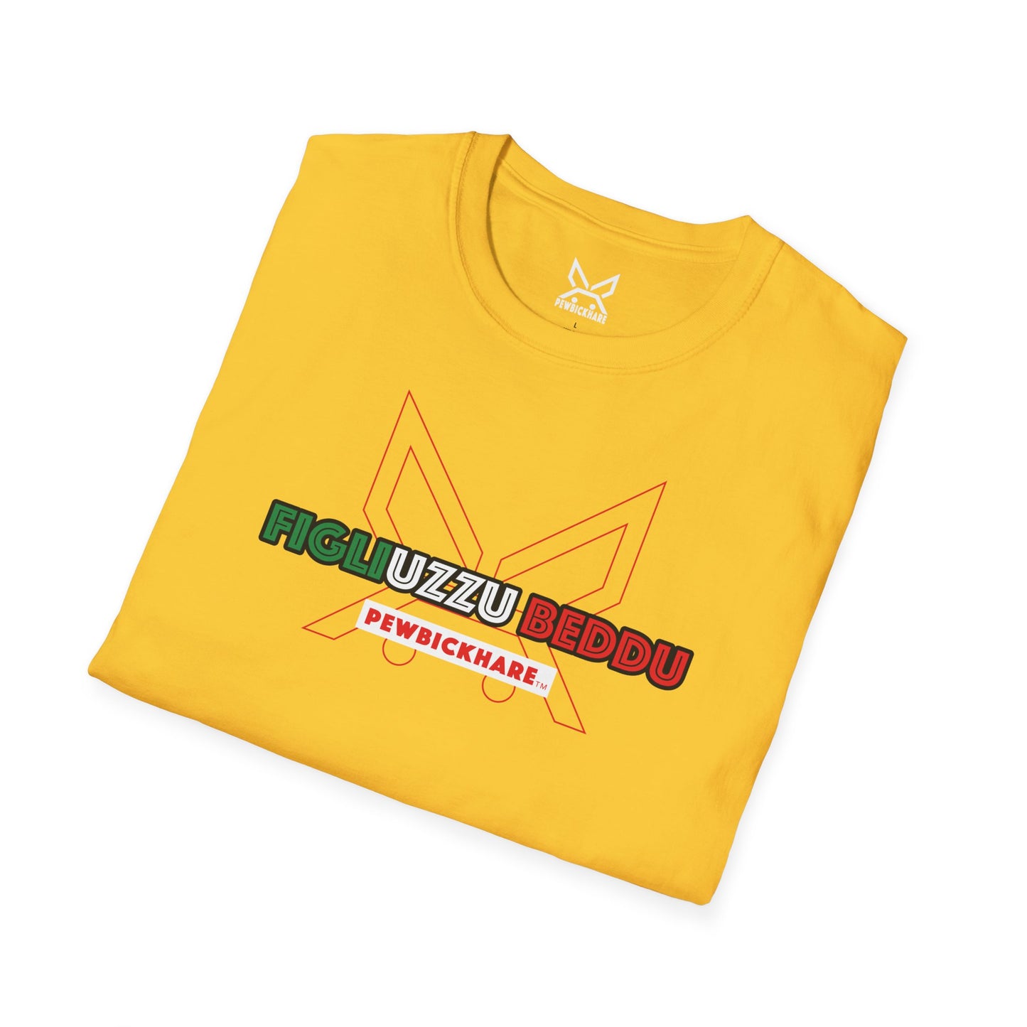 Men’s / Unisex Graphic T-Shirt – FIGLIUZZU BEDDU – PEWBICKHARE Italian-Inspired Streetwear